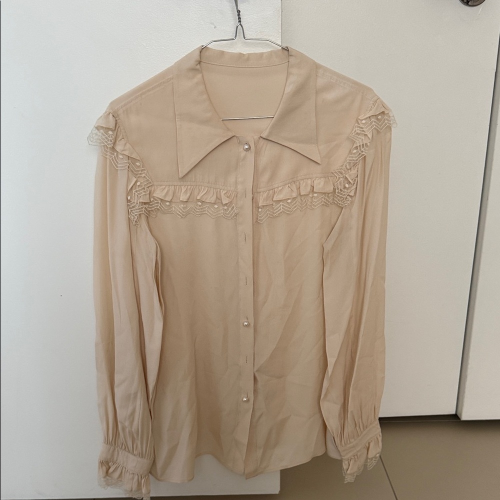 Alberta ferreti cream button down blouse